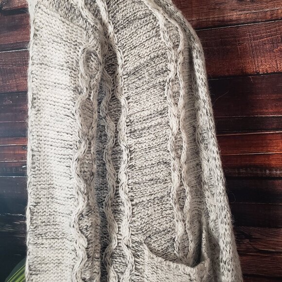 Cynthia Rowley S Cardigan Sweater Open Fuzzy Alpaca Wool Blend White Gray Marled - Picture 9 of 14